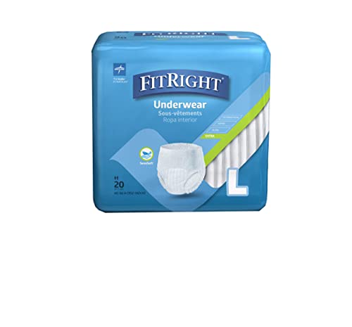 FitRight Extra Protective Incontinence Underwear, Moderate Absorbency, Large, 40 to 56", 20 Count (Pack of 4) from Medline
