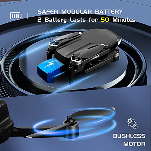 HYG Toys GPS 4K Drone with Camera for Adults, Brushless Motor, Circle Fly, Waypoint Fly, Altitude Hold, With 2 Battery 50 Mins Long Flight, and Outdoor Carrying Case (Black) by HYG Toys