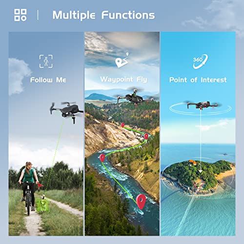HYG Toys GPS 4K Drone with Camera for Adults, Brushless Motor, Circle Fly, Waypoint Fly, Altitude Hold, With 2 Battery 50 Mins Long Flight, and Outdoor Carrying Case (Black) by HYG Toys