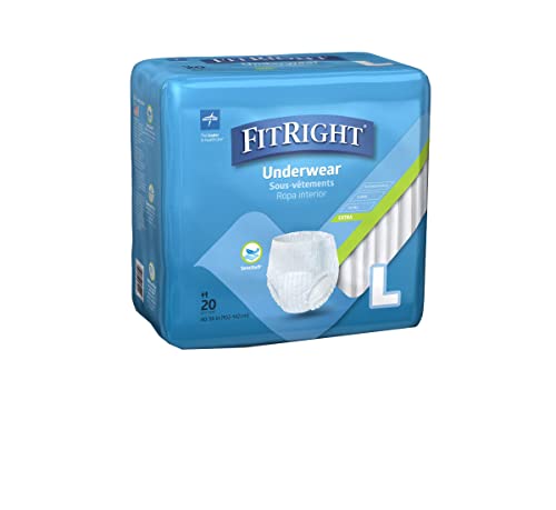 FitRight Extra Protective Incontinence Underwear, Moderate Absorbency, Large, 40 to 56", 20 Count (Pack of 4) from Medline