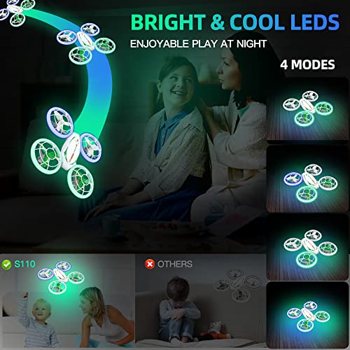 PATIKUIN Drones for Kids RC Mini Drone with LED Lights for Beginners, RC Helicopter Quadcopter with Five Cool Light Effects, Auto Hovering, 3D Flip, Remote Control Headless Mode, Circumflight and Emergency Paddle Stop by Patikuin