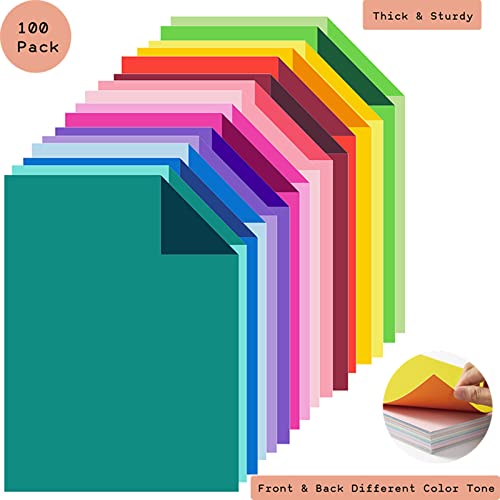 Livholic 100 Pack Heavy Colored Paper Cardstock Front Back Different Color Codes Colorful Cardstock 250GSM for DIY Art, Scrapbook, Paper Crafting,School Supplies (100) by LIVHOLIC
