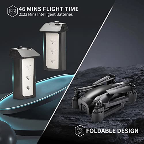 TENSSENX GPS Drone with 4K Camera for Adults, TSRC A6 Foldable RC Quadcopter with Auto Return, Follow Me, Optical Flow, Waypoint Fly, Circle Fly, Headless Mode, Altitude Hold, 46 Mins Flight Time by 