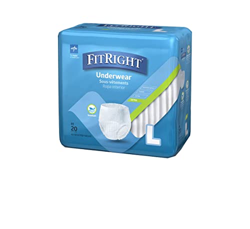 FitRight Extra Protective Incontinence Underwear, Moderate Absorbency, Large, 40 to 56", 20 Count (Pack of 4) from Medline
