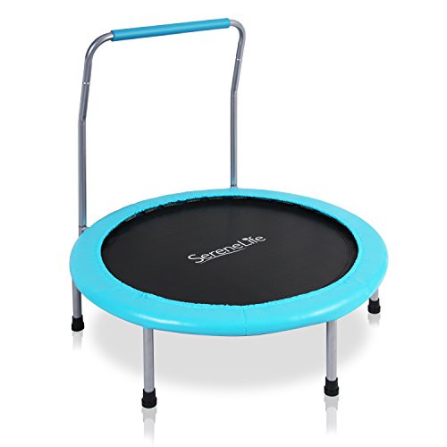 SereneLife 36" Inch Portable Fitness Trampoline â Sports Trampoline for Indoor and Outdoor Use â Professional Round Jumping Cardio Trampoline â Safe for Kid w/Padded Frame Cover and Handlebar by Sound Around
