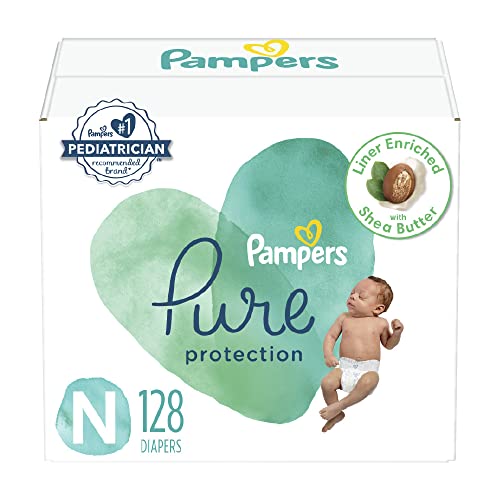 Diapers Size 0, 128 Count - Pampers Pure Protection Disposable Baby Diapers, Hypoallergenic and Unscented Protection, Enormous Pack (Packaging & Prints May Vary) by Procter & Gamble