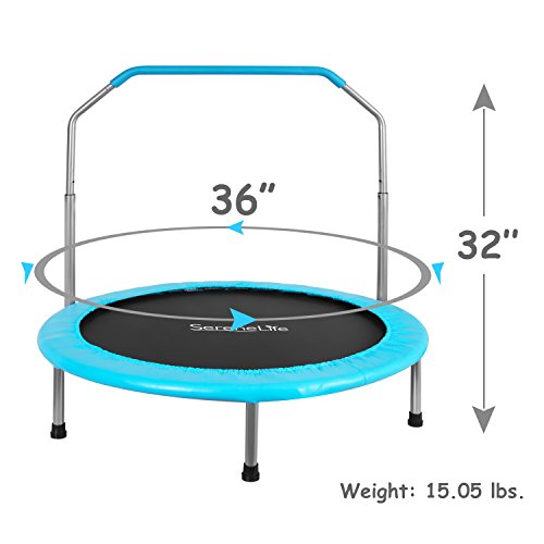 SereneLife 36" Inch Portable Fitness Trampoline â Sports Trampoline for Indoor and Outdoor Use â Professional Round Jumping Cardio Trampoline â Safe for Kid w/Padded Frame Cover and Handlebar by Sound Around