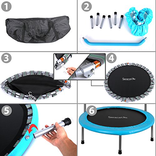 SereneLife 36" Inch Portable Fitness Trampoline â Sports Trampoline for Indoor and Outdoor Use â Professional Round Jumping Cardio Trampoline â Safe for Kid w/Padded Frame Cover and Handlebar by Sound Around