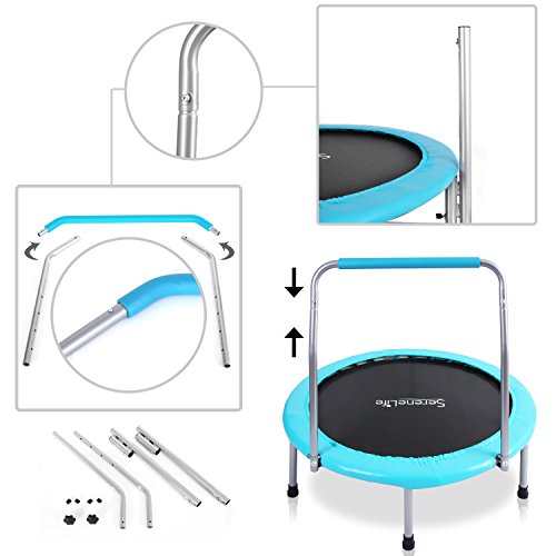 SereneLife 36" Inch Portable Fitness Trampoline â Sports Trampoline for Indoor and Outdoor Use â Professional Round Jumping Cardio Trampoline â Safe for Kid w/Padded Frame Cover and Handlebar by Sound Around