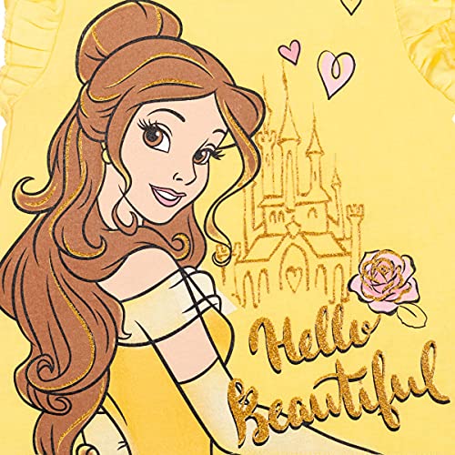 Disney Princess Belle Toddler Girls Ruffle T-Shirt French Terry Shorts Set Yellow 5T by Bentex Group, Inc.