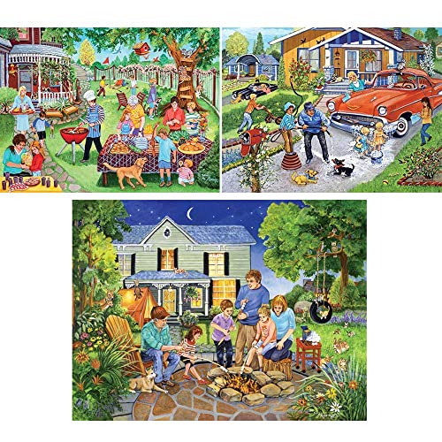 Bits and Pieces - 300 Piece Jigsaw Puzzles for Adults - Value Set of Three (3) - Large Piece Classic Family Puzzles by Artist Sandy Rusinko - 18âx24â from Melville Direct
