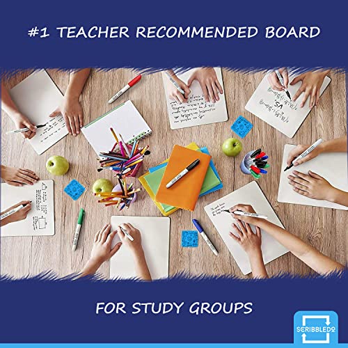 Set of 12 Small White Board Dry Erase Boards Classroom Pack Mini White Boards 9"x12â Double Sided Personal Whiteboards for Students Teachers School Supplies Lapboards l 12 Mini Whiteboard Erasers Incl by SCRIBBLEDO