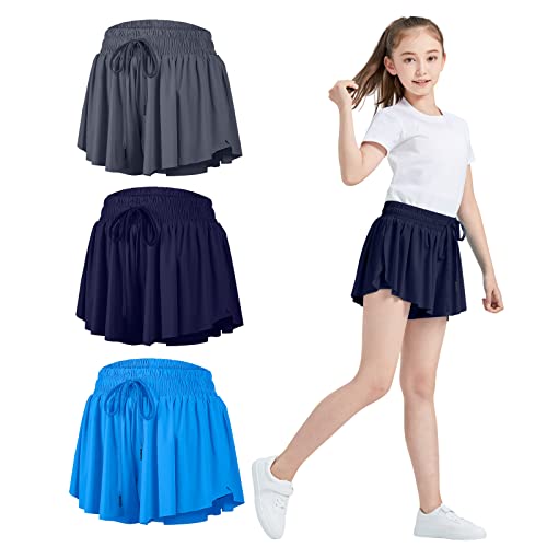 Flowy Clothes for Teen Girls Gym Yoga Athletic Shorts Workout Running Women Cute Butterfly Tennis Skirts High Waisted Preppy Trendy Clothes Summer(Blue Navy Grey,2XS) from 