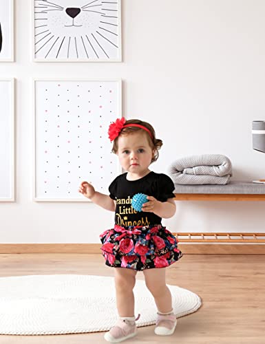 PAKGLEJG Newborn Baby Girl Clothes Short Sleeve Romper Floral Shorts Set Summer Outfits Cute Baby Clothes for Girls (Black, 0-3 Months) from 
