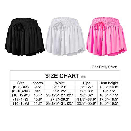 Flowy Girls Shorts Gym Yoga Athletic Workout Running Teens Cheer Dance Women Cute Butterfly Tennis Skirt Comfy Lounge Preppy Trendy Clothes Summer(Black White hot Pink,2XS) by 