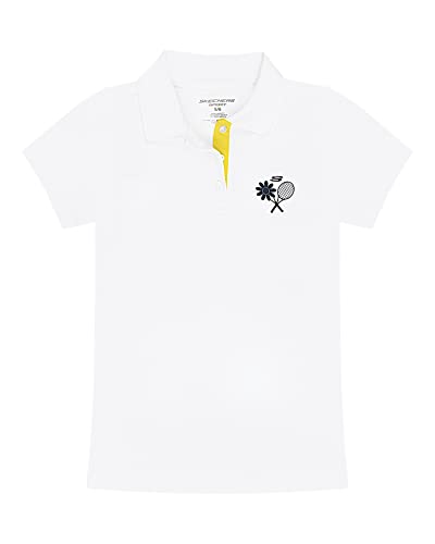 Skechers Girls Polo Skort 2 Piece Athletic Tennis and Golf Set with Scrunchie Girls Fashion Ahletic Golf and Tennis Clothing (White/Daisy Yellow, 5/6) from 