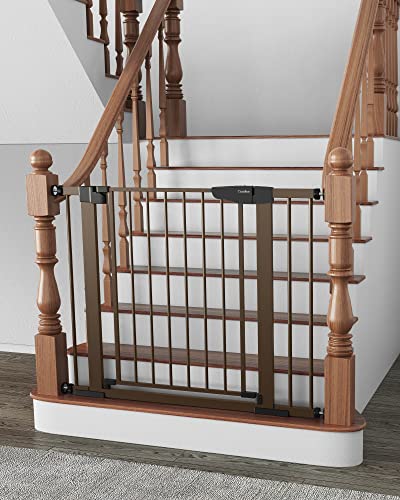 Mom's Choice Awards Winner-Cumbor 29.7"-40.6" Width Pressure or Hardware Mounted Auto Close Safety Baby Gate, Durable Extra Wide Dog Gate for Stairs, Doorways, Easy Walk Thru Pet Gate for House from Cumbor