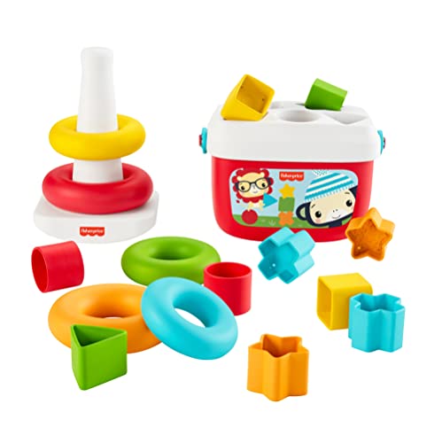 Fisher-Price Baby's First Blocks and Rock-a-Stack gift set, 2 plant-based toys for infants ages 6 months and older by Fisher-Price