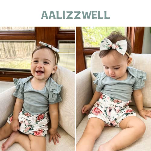 Aalizzwell Preemie Baby Girls Clothes Ribbed Short Sleeve Bloomer Outfit Premature Floral Summer Outfit Green from 