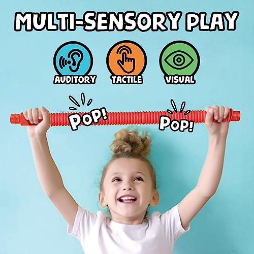 BunMo Pop Tubes Sensory Toys, Fine Motor Skills Stocking Stuffers Toddler Toys, Fidget Toys for Sensory Kids and Stocking Stuffers for Kids Learning Toys from BUNMO