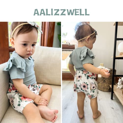 Aalizzwell Preemie Baby Girls Clothes Ribbed Short Sleeve Bloomer Outfit Premature Floral Summer Outfit Green from 
