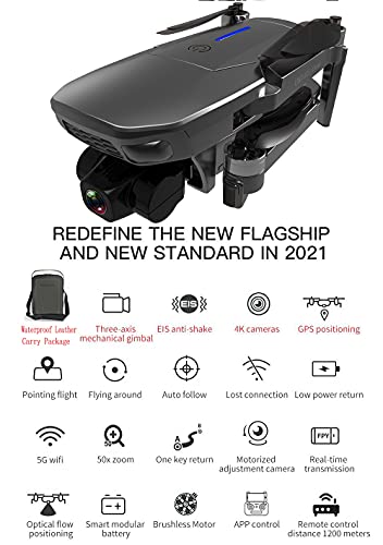 YASOLA GPS Drones with Camera for Adults 4K,3-Axis Gimbal Camera,EIS Anti-Shake,5G WIFI FPV,Auto Return Home, Brushless Motorï¼2 Battery + Carrying Caseï¼ by XINLIN