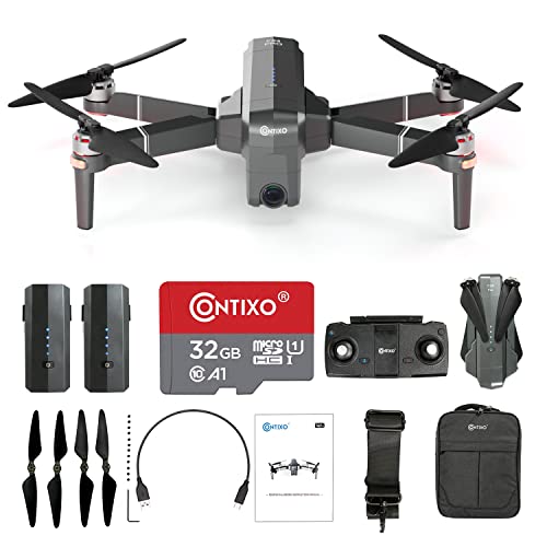 Contixo Quadcopter GPS Foldable 4K HD Camera Drones - 60 Minutes Longest Flight Time - Brushless Motors Drone with Camera for Adults - Extra 1 Battery 64GB SD Card Carrying Case from Contixo