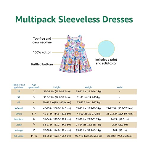 Amazon Essentials Girls' Knit Sleeveless Tiered Dresses (Previously Spotted Zebra), Pack of 2, Stars, Small from Amazon Essentials