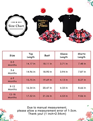 PAKGLEJG Newborn Baby Girl Clothes Short Sleeve Romper Floral Shorts Set Summer Outfits Cute Baby Clothes for Girls (Black, 0-3 Months) from 