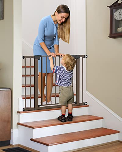 Mom's Choice Awards Winner-Cumbor 29.7"-40.6" Width Pressure or Hardware Mounted Auto Close Safety Baby Gate, Durable Extra Wide Dog Gate for Stairs, Doorways, Easy Walk Thru Pet Gate for House from Cumbor