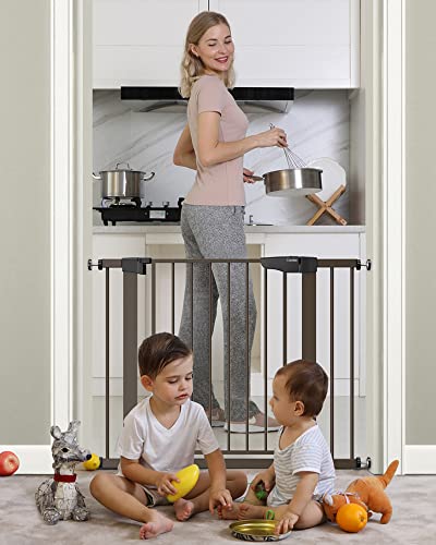 Mom's Choice Awards Winner-Cumbor 29.7"-40.6" Width Pressure or Hardware Mounted Auto Close Safety Baby Gate, Durable Extra Wide Dog Gate for Stairs, Doorways, Easy Walk Thru Pet Gate for House from Cumbor