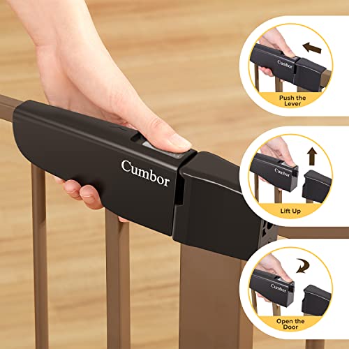 Mom's Choice Awards Winner-Cumbor 29.7"-40.6" Width Pressure or Hardware Mounted Auto Close Safety Baby Gate, Durable Extra Wide Dog Gate for Stairs, Doorways, Easy Walk Thru Pet Gate for House from Cumbor