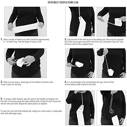 Sammons Preston - 57157 Toilet Aid, 15" Long Toilet Paper Tongs, Bottom Wiper Aids for Independent Daily Living, Wiping Aid for Bathroom Comfort, Lightweight Self-Wipe Hygiene Assistance Tool from Sammons Preston