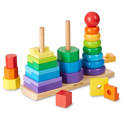 Melissa & Doug Geometric Stacker - Wooden Educational Toy & The First Years Stack up Cup Toys, Multi, 8 Count, Pack of 9 by 