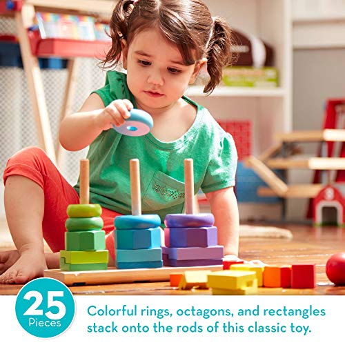 Melissa & Doug Geometric Stacker - Wooden Educational Toy & The First Years Stack up Cup Toys, Multi, 8 Count, Pack of 9 by 