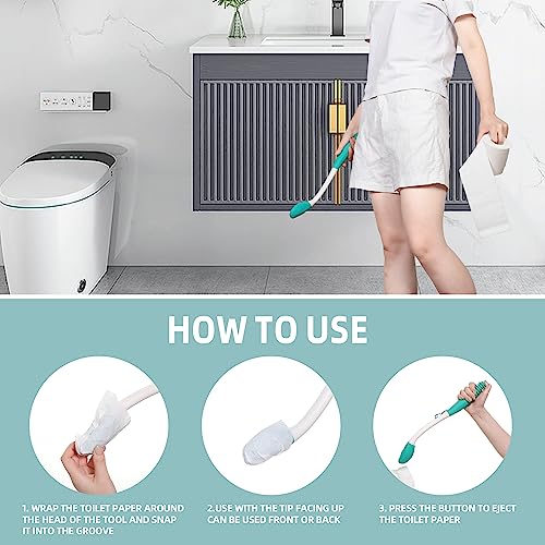 Toilet Assist Tool 2pcs, Long Handle Reach Comfort Bottom Wiper for Independent Daily Living, One for Household, One for Traveling from Fanwer