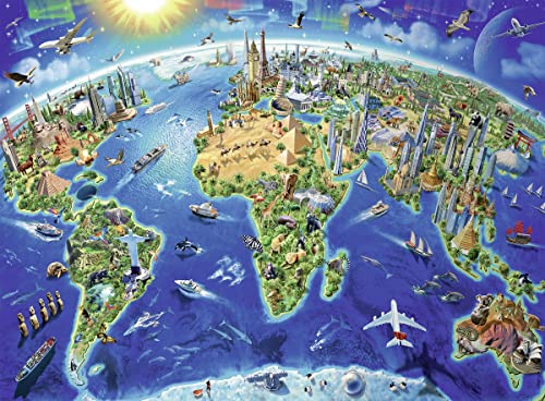 Ravensburger -World Landmarks Map - 300 Piece Jigsaw Puzzle for Kids â Every Piece is Unique, Pieces Fit Together Perfectly by Ravensburger