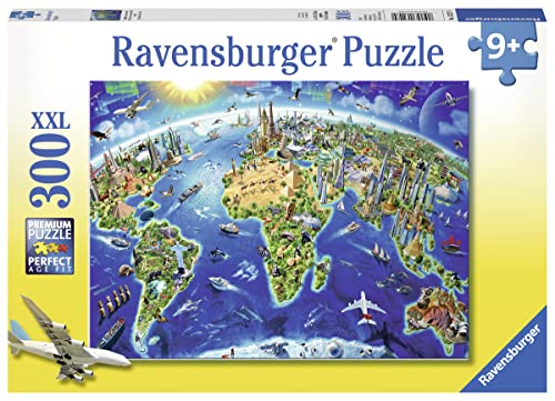 Ravensburger -World Landmarks Map - 300 Piece Jigsaw Puzzle for Kids â Every Piece is Unique, Pieces Fit Together Perfectly by Ravensburger