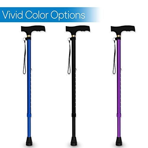 RMS Walking Cane - Adjustable Walking Stick - Lightweight Aluminum Offset Cane with Ergonomic Handle and Wrist Strap - Ideal Daily Living Aid for Limited Mobility (Lavender) from Royal Medical Solutions
