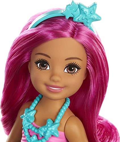 Barbie Dreamtopia Chelsea Mermaid Doll, 6.5-inch with Pink Hair and Tail, Multicolor by Mattel