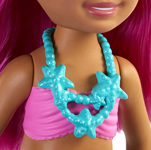 Barbie Dreamtopia Chelsea Mermaid Doll, 6.5-inch with Pink Hair and Tail, Multicolor by Mattel