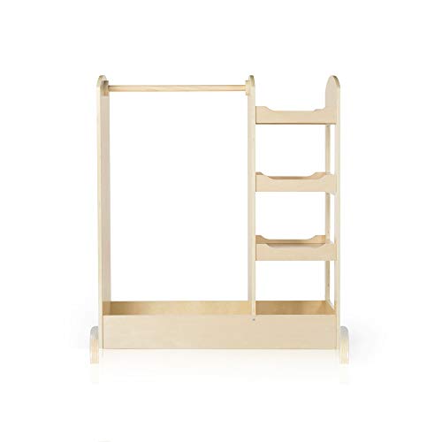 Guidecraft See and Store Dress-up Center â Natural: Armoire for Kids with Mirror & Shelves, Clothes Rack and Shoe Storage Dresser with Bottom Tray - Toddlers Room Furniture by Guidecraft