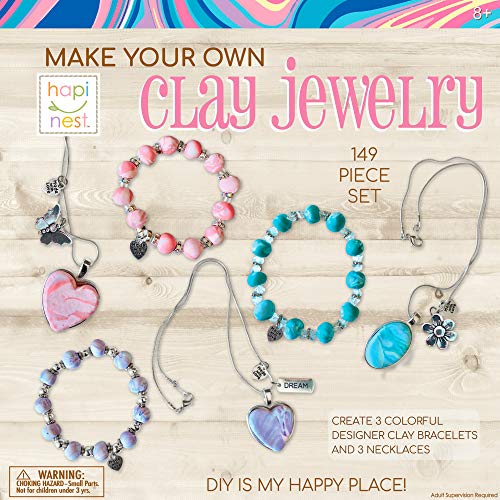 Hapinest Make Your Own Clay Jewelry Arts and Crafts Kit for Girls Gifts Ages 8 9 10 11 12 Teen Years Old and Up - 3 Bracelets and 3 Necklaces from Island Genius