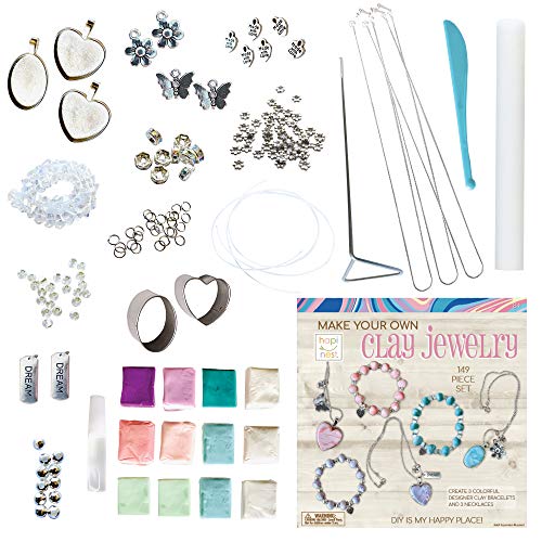 Hapinest Make Your Own Clay Jewelry Arts and Crafts Kit for Girls Gifts Ages 8 9 10 11 12 Teen Years Old and Up - 3 Bracelets and 3 Necklaces from Island Genius