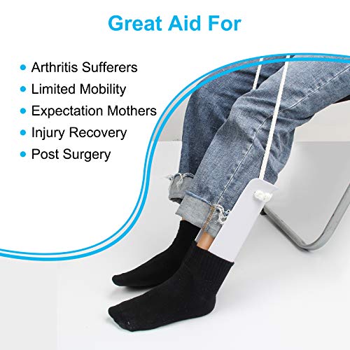 AHIER Sock Aid, Flexible Sock Aid Kit with Shoe Horn, Socks Helper Sock Puller Aid Easy On and Off, Sock Aid Assist with Foam & Shoe Horn Long Handle by Ahier