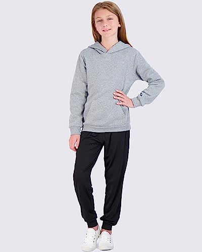 3 Pack: Youth Girls Fleece Long Sleeve cute Soft Pullover Hoodie Sweatshirt Teen fashion Sweater Uniform Active Athletic Gym Tops Clothes Kids Plain Black Blue Dry Fit Ninos Warm - Set 1 , M (10-12) from 