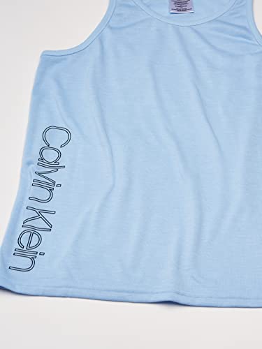 Calvin Klein Little Boys' 2 Piece Sleepwear Top and Bottom Pajama Set Pj, Blue Bell, ck River Plaid, Large (10/12) by Calvin Klein