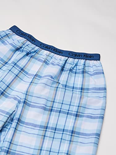 Calvin Klein Little Boys' 2 Piece Sleepwear Top and Bottom Pajama Set Pj, Blue Bell, ck River Plaid, Large (10/12) by Calvin Klein