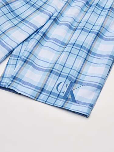 Calvin Klein Little Boys' 2 Piece Sleepwear Top and Bottom Pajama Set Pj, Blue Bell, ck River Plaid, Large (10/12) by Calvin Klein