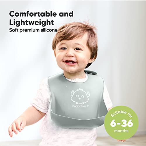 Silicone Baby Feeding Bibs - Waterproof, Easy Wipe Silicone Baby Bib (Soft Dusk) from KeaBabies